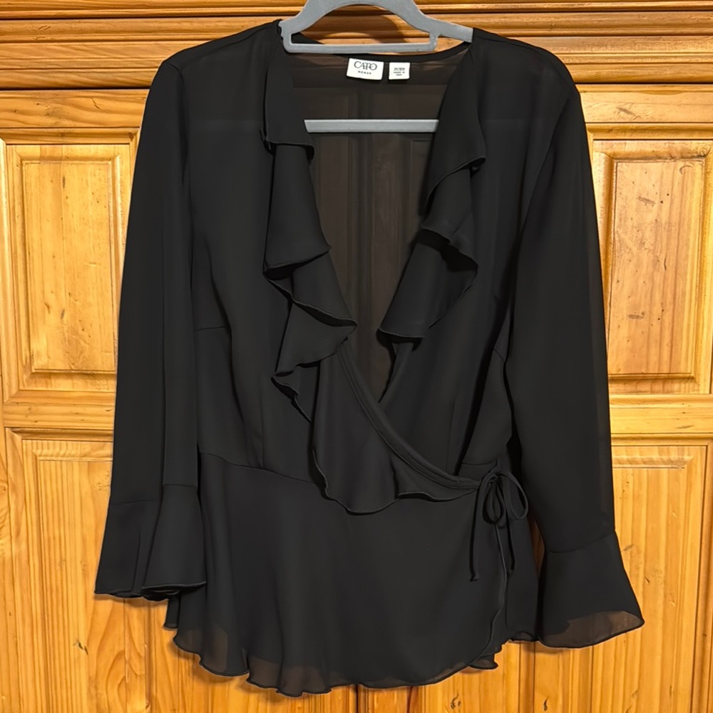 Sheer Black Wrap Top or Jacket